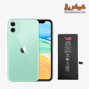 باتری آیفون ۱۱ ویبرانیوم در کنار گوشی iPhone 11 – مناسب تعویض باتری