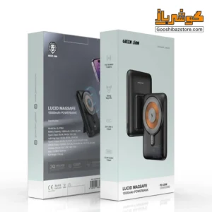 نمای جلو و پشت بسته‌بندی پاوربانک گرین لاین Lucid مدل GL-PB68